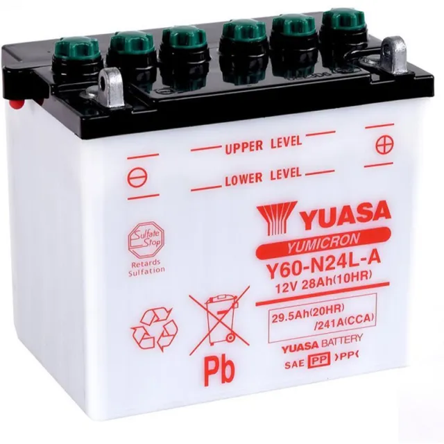 Batterie Yuasa y60n24l-a Combipack Moto Moteur Rechange Cyclomoteur Accessoires