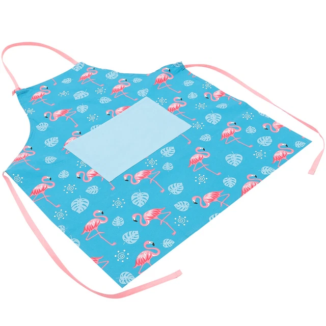 Delantal de cocina estampado flamenco delantal de poliéster ajustable para cocinar