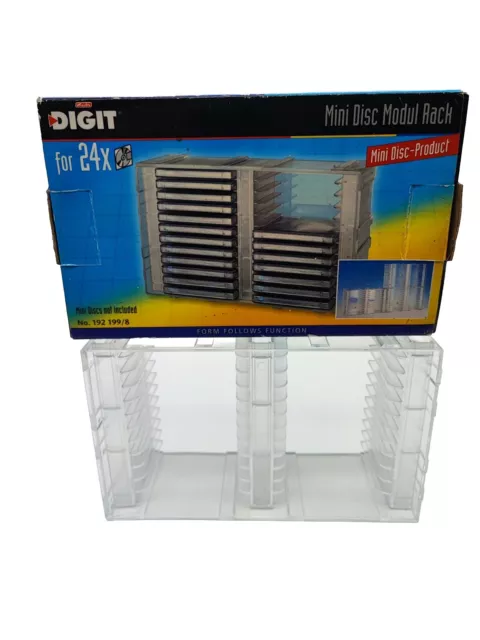 DIGIT MiniDisc Box Case für 24 MDs transparent Regal Box Modul Rack Minidisc