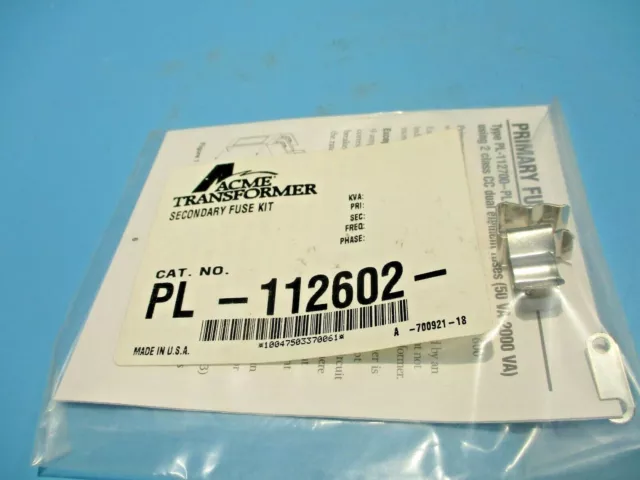 New Acme Transformer Pl-112602 Secondary Fuse Kit