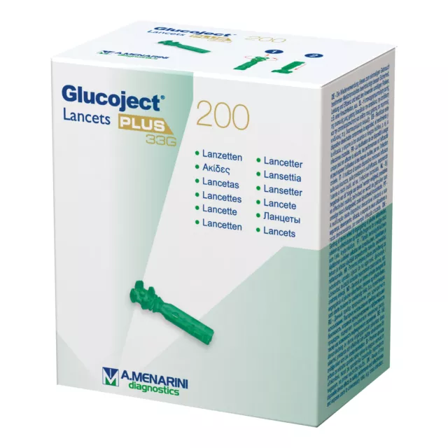 Glucoject Lancets PLUS 33G A.Menarini Diagnostics 200 Lancette