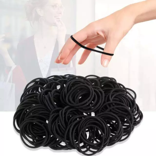 20 Black Hair Bands Elastics Bobbles Thin 2Mm Thick 4Mm Hair Ties Kids Women