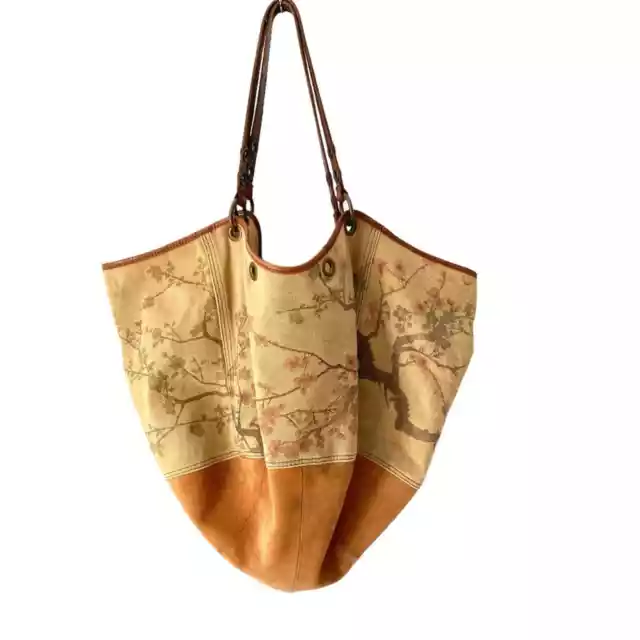 LUCKY BRAND VINTAGE Inspired Brown Large Canvas Suede Tote bag $85.00 ...
