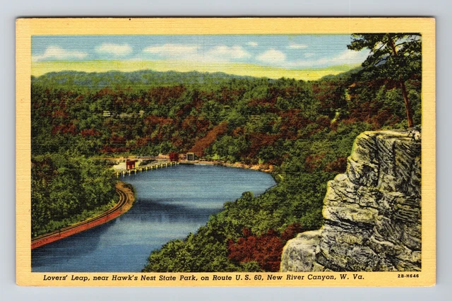 New River Canyon WV- West Virginia Hawk's Nest State Park, Vintage Postcard