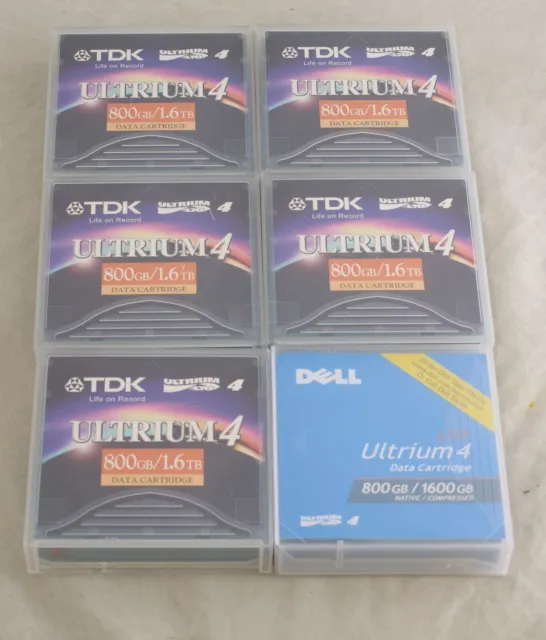 [LOT OF 5] LTO4 TDK Imation 800GB/1.6TB LTO 4 Ultrium Tape Media Cartridge +Dell