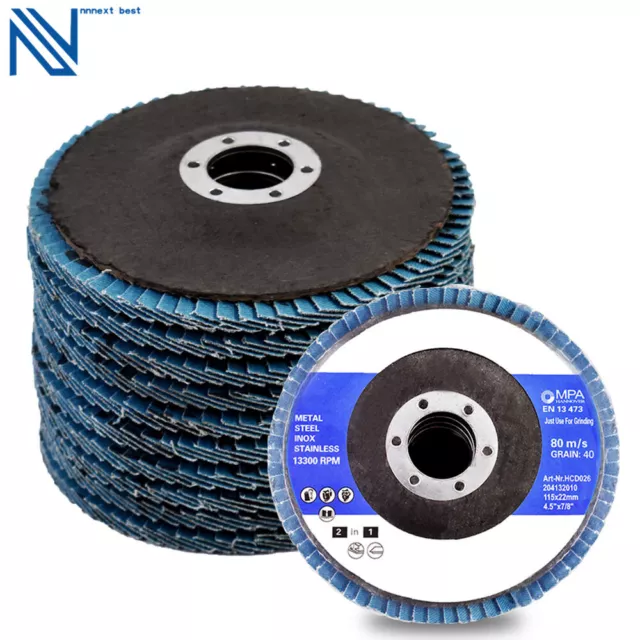 4.5" 115mm Flap Disc 40 60 80 100 120 Grit Zirconia Grinding Sanding Wheel