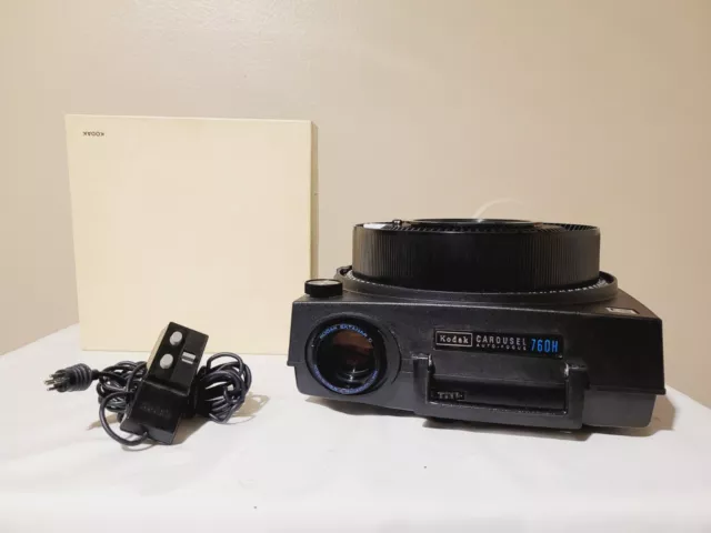 Kodak Carousel 760H Slide Projector Bundle Remote Tray Lens Tested See Video