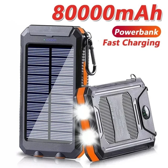 Batterie Externe Solaire 12000Mah, Batterie Externe À Manivelle Solaire