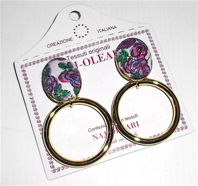 NAJ OLEARI 80s italy earrings - orecchini a clip con anellone - fiori -  L