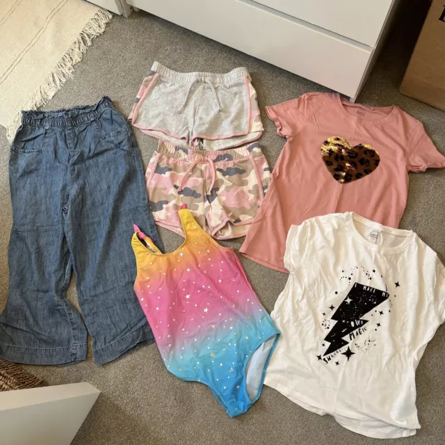 ragazze età 11-12 pacchetto primavera estate jeans tagliati t-shirt costume da bagno pantaloncini next