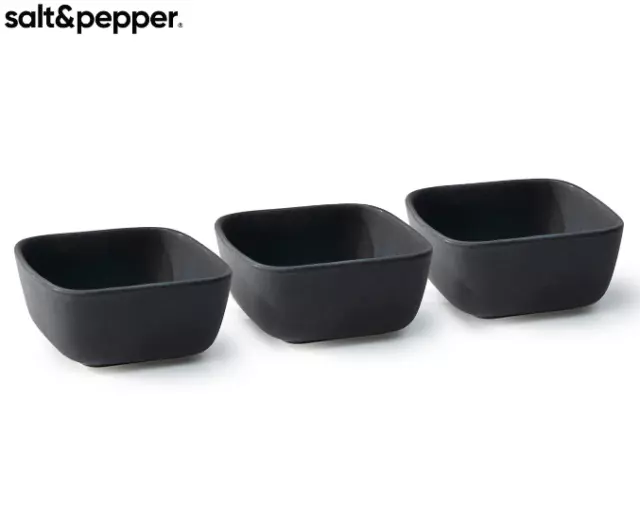 Set of 3 Salt & Pepper 10x10cm Major Rice Bowls - Black