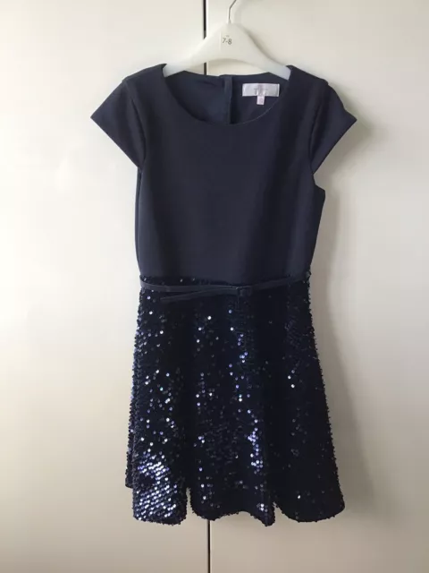 Jasper Conran Junior Girls Beautiful Navy Sequin Dress Age 7-8