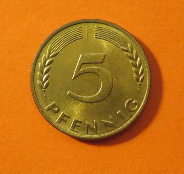 5 Pfennig 1967 F, vorzüglich - Stempelglanz