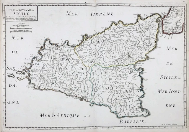 Sicilia Sicily Sizilia Sicilia Island Isola Mappa Sanson 1663