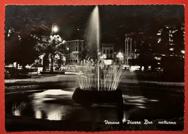 Cartolina - Verona - Piazza Bra - Notturno - 1950 ca.