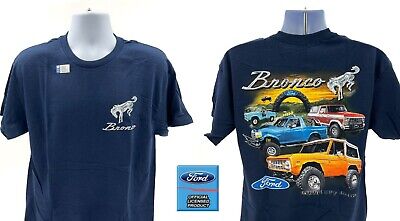 Ford Bronco T-Shirt - Navy Blue w/ Off Road Scene & "Bronco" Script Logo