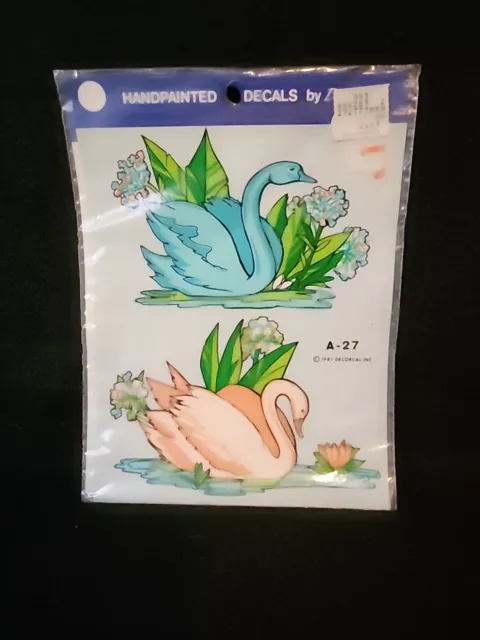 Calcomanías de cisne pintadas a mano DECORCAL NUEVAS 1981 A-27