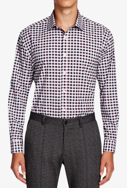 New Society of Threads Slim Fit Performance Gingham Dress Shirt 14-14.5 32/33 S