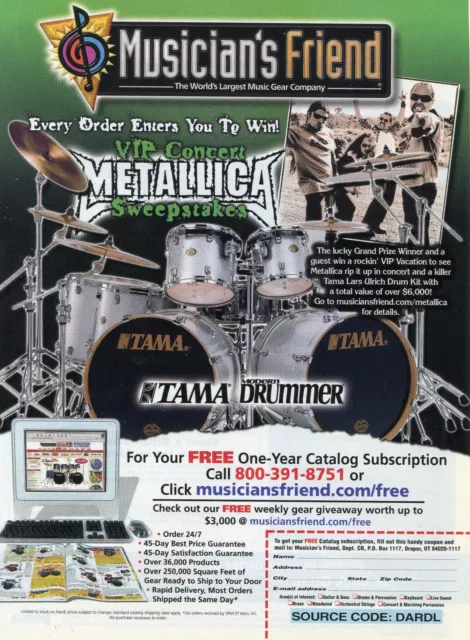 2004 Print Ad of Musician's Friend Tama Lars Ulrich Drum Kit Metallica Contest 2004 Print Ad of Musician's Friend Tama Lars Ulrich Drum Kit Metallica Contest