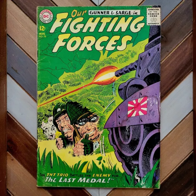 OUR FIGHTING FORCES #78 VG- (DC 1963) "Last Medal" GUNNER, SARGE & POOCH!