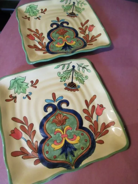 Tulavera Pottery Square Plate, Set of 2 Hand painted.