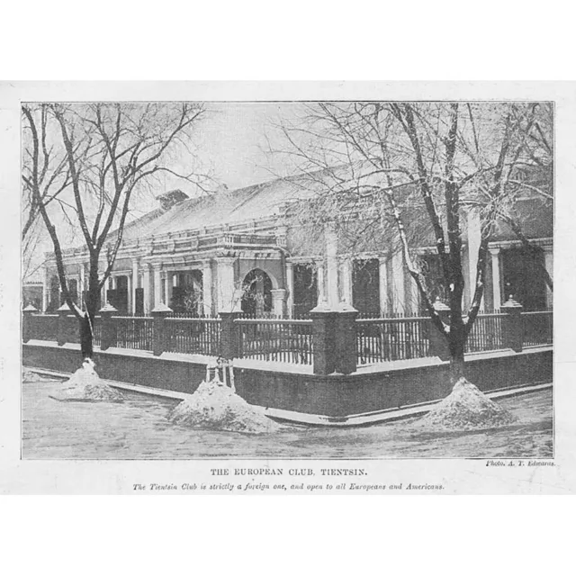 CHINA The European Club at Tientsin - Antique Print 1900