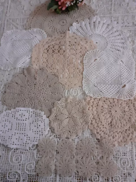 Job Lot Of 10 Vintage Crochet/Lace  Doilies./Christenings/ Weddings/Home/Craft.