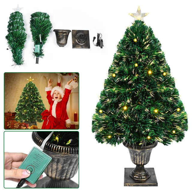 90CM WEIHNACHTSBAUM GLASFASER Deko Tannenbaum mit LEDBeleuchtung
