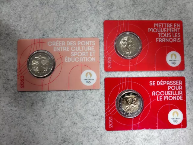Coincard 2 euros commémorative FRANCE 2021 - Jeux Olympiques Paris 2024 -  Brillant Universel - Jaune 3/5