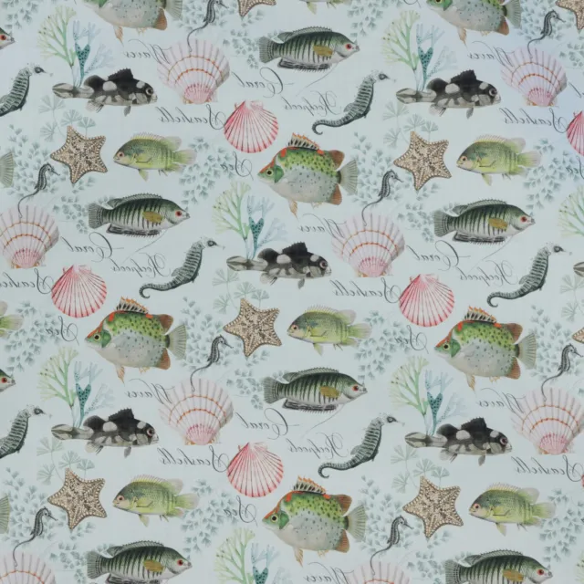 Under The Sea Fabric | 100% Cotton | 160cm Fish Coast Nautical Curtains Cushions