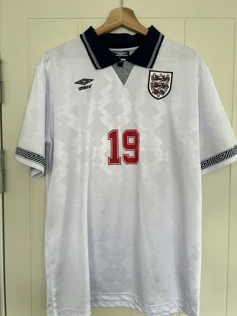 Maillot Umbro Angleterre 1990-92 Extérieur – Gascoigne #19 – Taille S