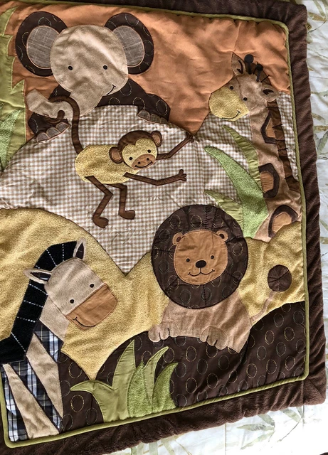 "Manta edredón de cuna para animales de safari en la selva LAMBS & HIVY 42"" × 33"