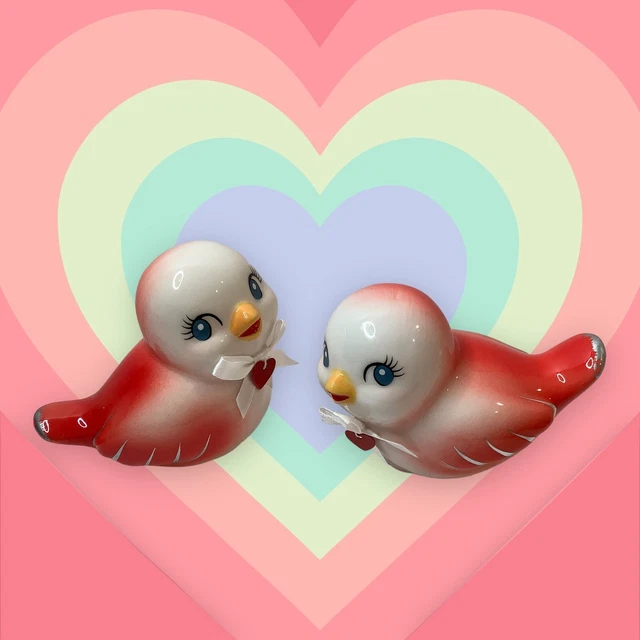 TARGET SPRITZ VALENTINE’S Day 2024 Ceramic Red Retro Love Birds Pair