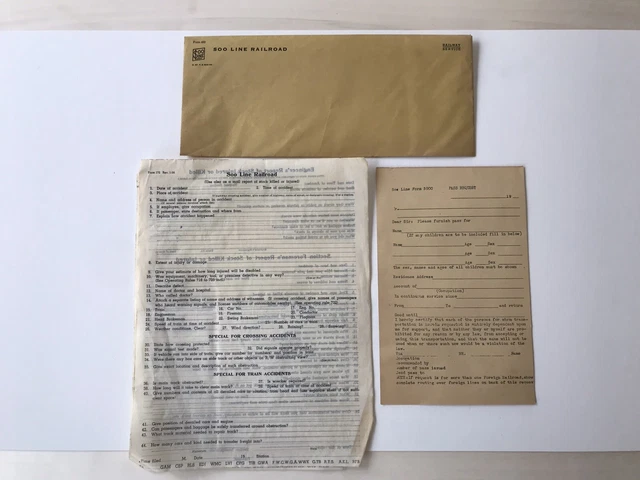Vintage Soo Line envelope and railroad forms 172 and 3900 vintage vtg RR