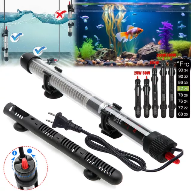 Adjustable Submersible Aquarium Fish Tank Water Heater 100W-200-300W Thermostat