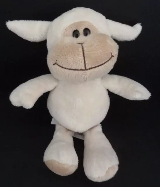*. DOUDOU PELUCHE KINDER MOUTON BLANC ECRU BEIGE MARRON 26cm - EXCELLENT ETAT