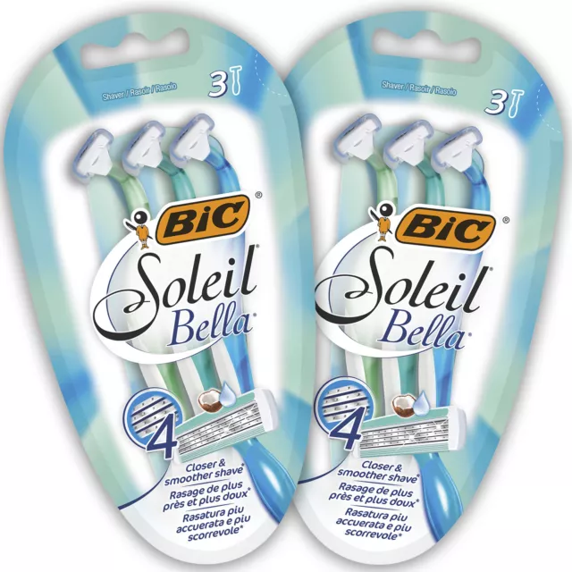 BIC Soleil Bella 4 Klingen Einwegrasierer - Set mit 6 Stück | 2x 3er Pack