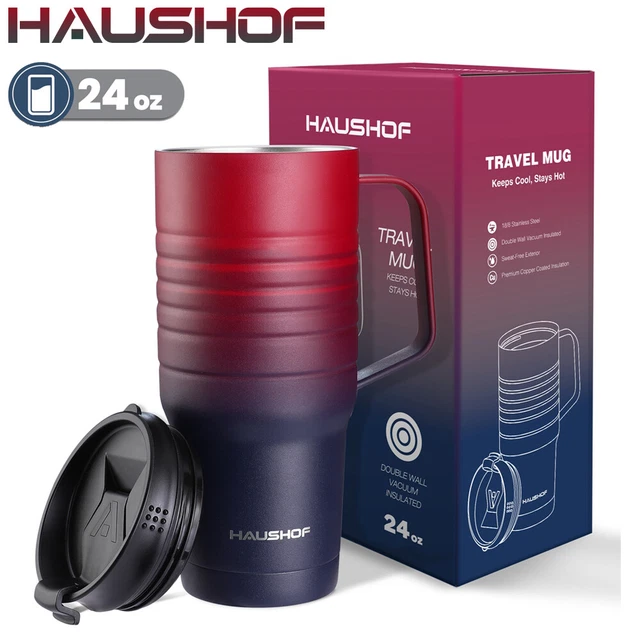 HAUSHOF 24 oz Travel Mug Tumbler Double Wall Vacuum Insulated Coffee Travel Mugs