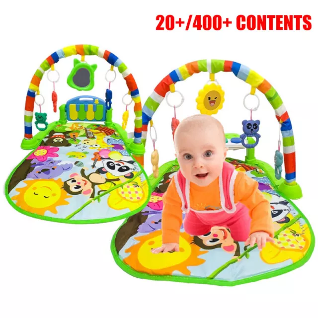 3-in-1 Baby Kick and Play Piano Infant Toddler Activity Gym Play Mat w/ Toys