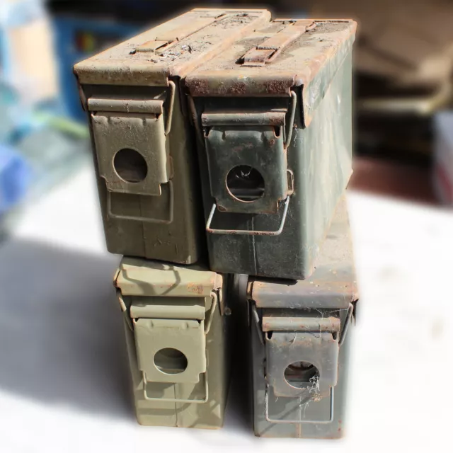 4 X 30 CAL Ammo Box Steel Box Tool Box Ex Army Used "GRADE C" 4 X Pack Bundle!!