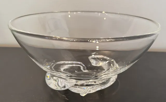 Vtg Signed Steuben Crystal Art Glass 7” Spiral Base Bowl Beautiful Piece!