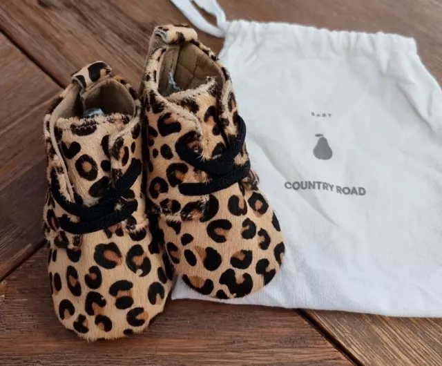Country Road Baby Moccasins/Booties Leopard Print - SIZE 18