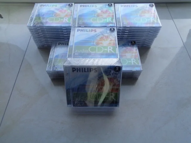 50 Blank CD-R PHILIPS 80 - CD R 80min For Audio CD Recorder - New & Sealed