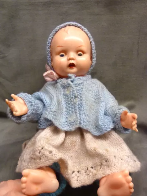 Lovely 1950S Plastic Kayder Doll With V Old Clothes Made In Hong Kong Voice Box