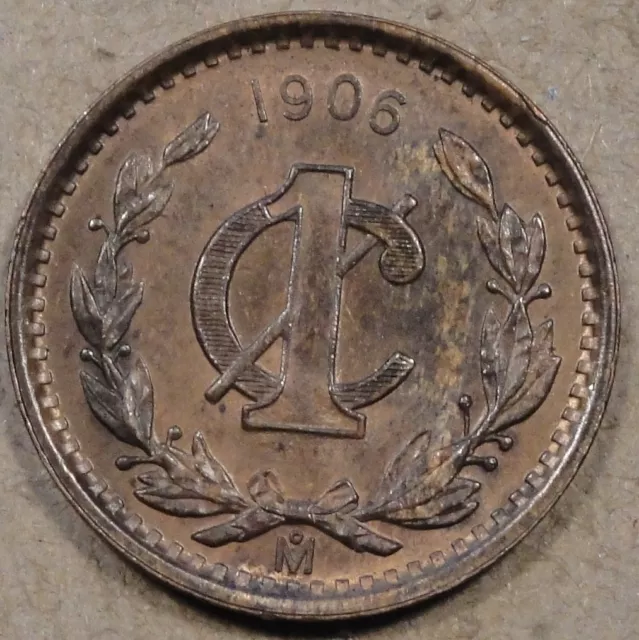 Mexico 1906 Centavo Nice Unc with some Red Remaining
