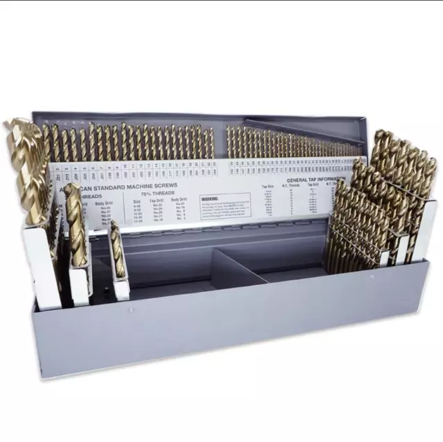 115 PCS HSS Cobalt Drill Bit Set, Twist Jobber Drill Bits Set, 135-Degree Split