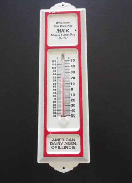 Vintage Advertising Thermometer -  American Dairy Association of Illinois - Milk