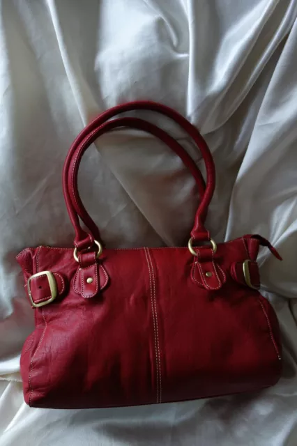 Gorgeous Bergamo Red Butter Soft Leather Medium Hand/shoulder Bag 15" X 10" vgc