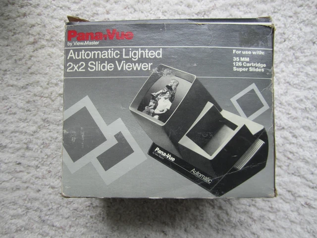 PANA-VUE AUTOMÁTICO ILUMINADO 2 x 2 VISOR DE DIAPOSITIVAS CAJA ORIGINAL - FUNCIONA