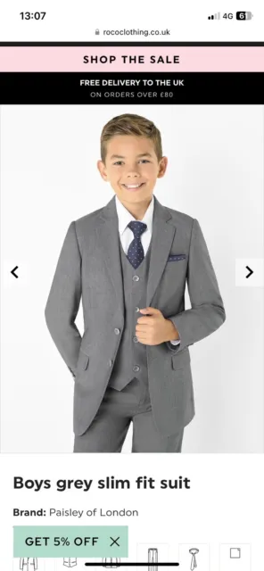 Boys grey slim fit suit - 6 piece